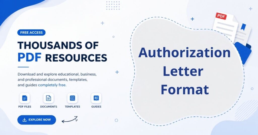 A clean professional document layout showing authorization letter format with sender details, recipient information, and formal writing structure.