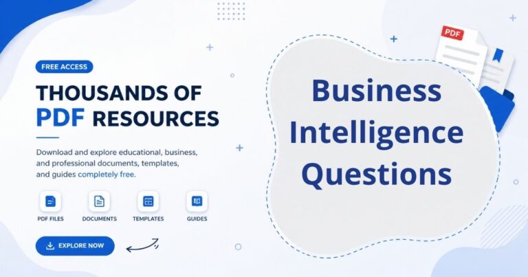 An educational infographic showing solved business intelligence questions, data analysis techniques, and decision-making strategies used in corporate environments.