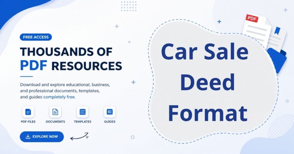 A legal document layout showing car sale deed format including ownership transfer clauses and signatures.