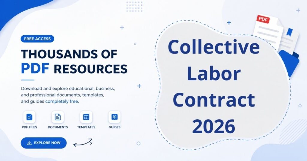 A formal agreement document showing collective labor contract terms including employee rights, wages, and working conditions.