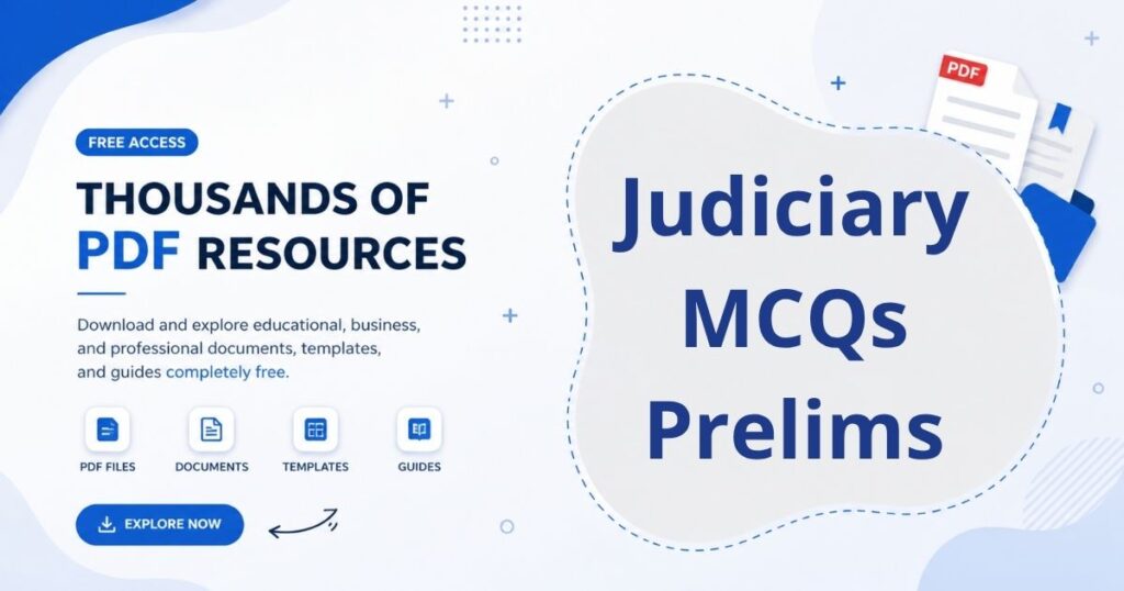 A competitive exam sheet showing judiciary preliminary MCQs with legal questions and answer options.