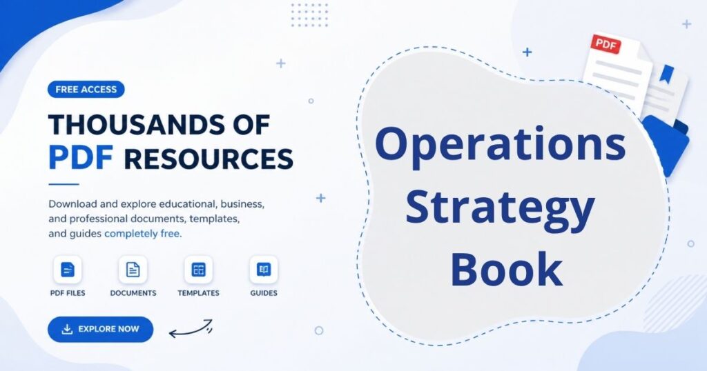 A business book visual showing operations strategy concepts, supply chain management, and production planning.