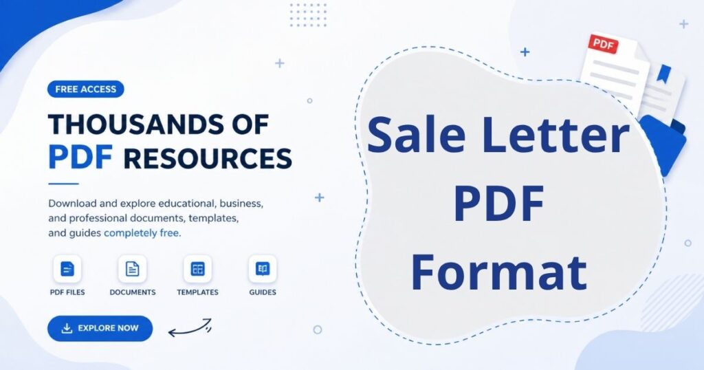 A clean PDF document layout showing a sale letter format with structured sections and official wording.